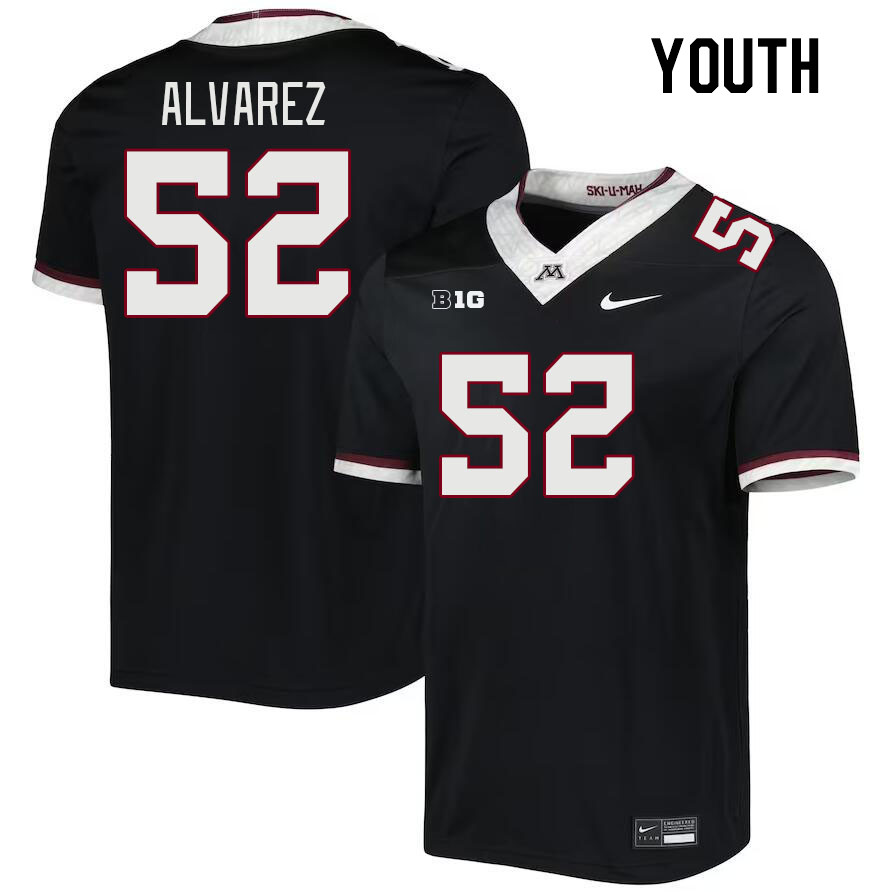 Youth #52 Spencer Alvarez Minnesota Golden Gophers College Football Jerseys Stitched-Black
